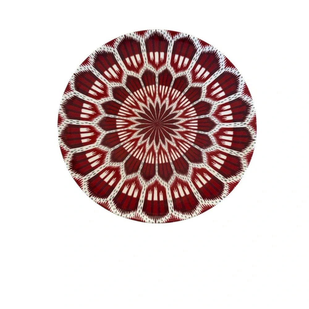 Williams Sonoma Schumacher Bokhara Ikat Red Dinner Plate -1 Single Plate
